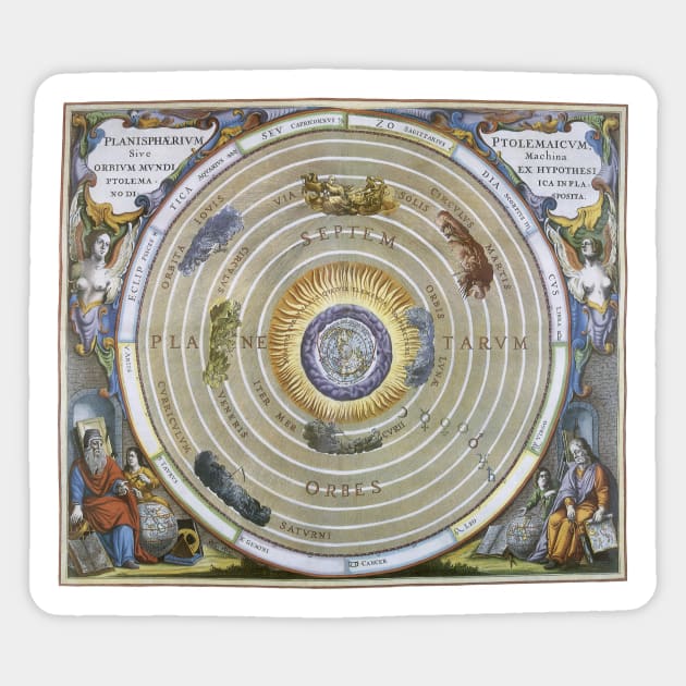 Vintage Ptolemaic Planisphere by Andreas Cellarius from Harmonia Macrocosmica Sticker by MasterpieceCafe